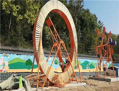 浙江省臺(tái)州市風(fēng)火輪，水上趣橋，網(wǎng)紅橋，網(wǎng)紅秋千，摩拜單車安裝完畢